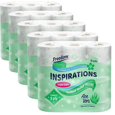 £15.49 • Buy 45 Rolls Freedom Inspirations Quilted Aloe Vera 3 Ply Toilet Paper
