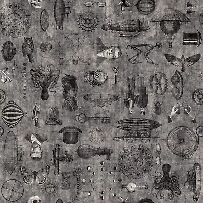 STEAMPUNK ADVENTURES By Dan Morris For QT Fabrics - Bty - Item #29568-K • $13.75