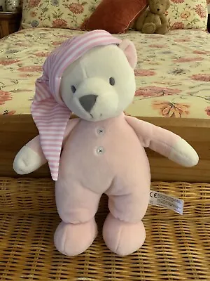 My First Bedtime Bear Pink Soft Baby Comforter Grow & Play Stripe Hat Cap 11  • £9.99