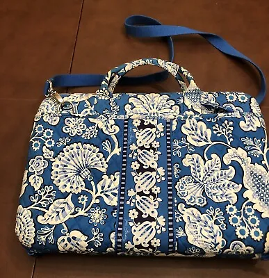 Vera Bradley Blue Lagoon Hard Side LAPTOP PORTFOLIO Computer Case Bag Crossbody • $30