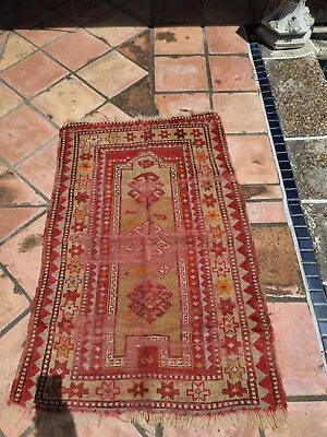 Antique Caucasian Kazak Prayer Rug Carpet • $150