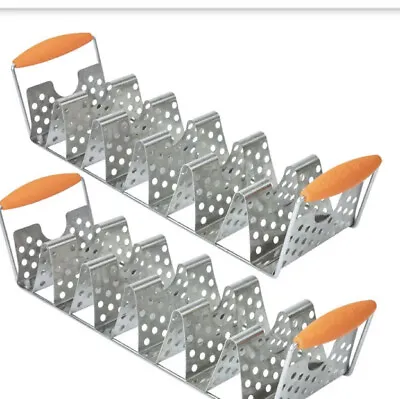 Set Of 2 Blackstone Taco Rack Holder Stainless Steel Handles Barbecue Dining • $49.90