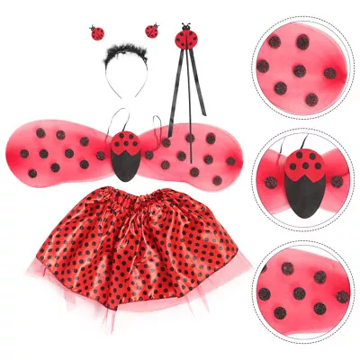  1 Set Ladybug Headband Decorative Headband Ladybug Wand Ladybug Wing Tutu Skirt • £10.85