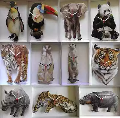 £16.99 • Buy World Wildlife Wall Clock,tiger, Meerkat Etc.new.12 Designs To Choose From.