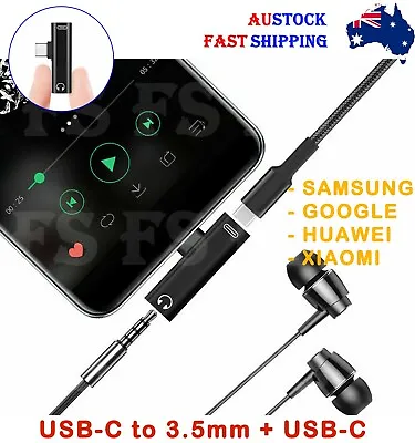 2 In 1 Usb Type C To 3.5 Mm Headphone Charger Audio Jack Samsung S22 S23 Google • $7.95