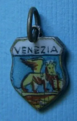 Vintage Venice Venezia St Mark's Lion Italy Shield Silver Charm • $24.99