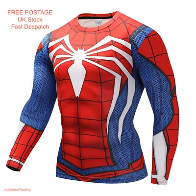 Mens Compression Top Workout Cross Fit MMA Cycling Running High Quality Cosplay • £6.99