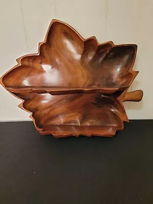 Wall Shelf Folk Art Rustic Wood Knick-Knack Trinket  Vintage Maple Leaf Design • £32.11