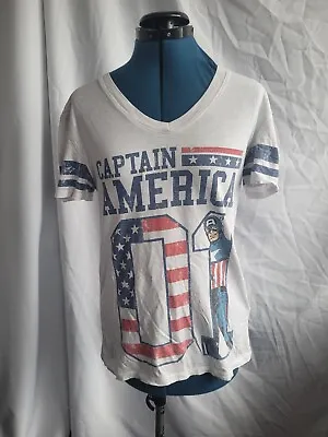 Captain America T Shirt Shield Official Ladies Vintage UK 8 Marvel • £10