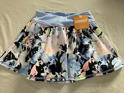 NEW Gymboree Girls Skort Skirt Size XS 4 Blue Pink Black Flowers Athletic Wear • $13