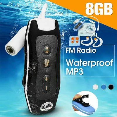 IPX8 Waterproof MP3 Player Underwater Music FM For Sports Swimming With Headset • £22.55