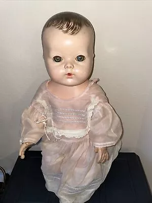Vintage METAL TIN? HEAD Rubber BODY Doll No Marks 18” • $33