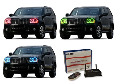$232.20 • Buy For Jeep Grand Cherokee 05-10 RGB WIFI LED Halo Kit For Headlights & Fog Lights