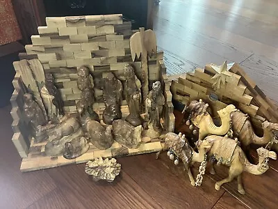 Vintage Hand Carved Olive Wood Nativity Set Made In Bethlehem Grade B • $149.99