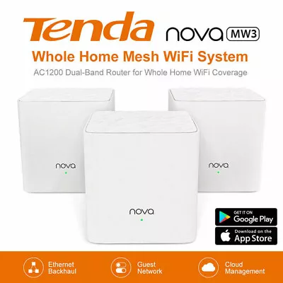 3-Pack Tenda Nova MW3 Whole Home Mesh Router 1200 MBPS WiFi System Coverage • $139