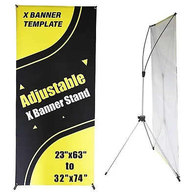 Premium Adjustable X Banner Stand 23  X 63  To 32  X 74  For Trade Show Display • $26.89