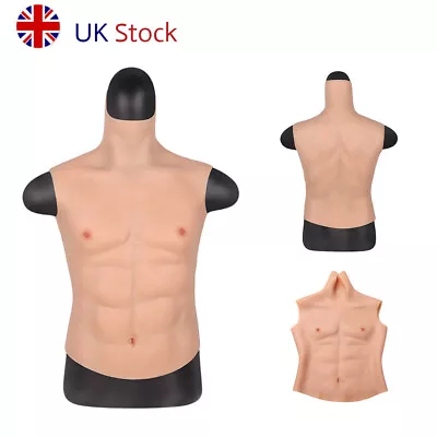 Silicone Muscle Body Suit Man Artificial Fake Chest Cosplay Costume Crossdresser • £88