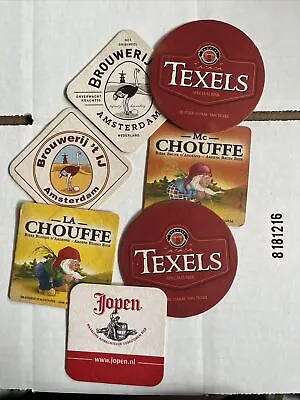 Nice Selection Of 7 Beer Coasters Dutch & Bel Beers Texels La Chouffe Brouwerij’ • $6
