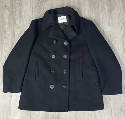 Fox Knapp Pea Coat Mens Size 44 Navy Wool Double Breasted Vintage Made In USA • $85