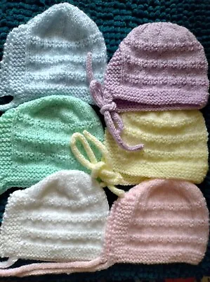 New Hand Knitted Beanie Baby Bonnet 0-3 Months Choice Of Colour Handmade In UK • £4.50