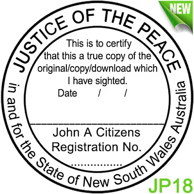 JP18 JUSTICE OF THE PEACE NSW Custom Flash Stamp Pre & Self Inking Refillable • $23.30