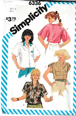 Vintage Simplicity Sewing Pattern 6336 Shirts Size 16 B38 FF • $7.88