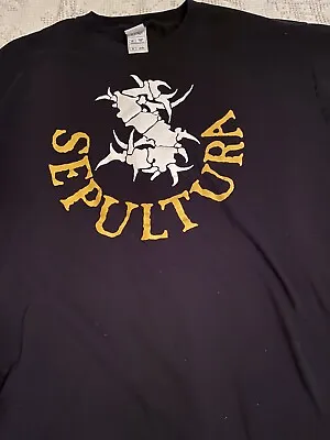 SEPULTURA Men's XL Black T-Shirt Heavy Death Metal Rock Band Music Logo  • $35.99