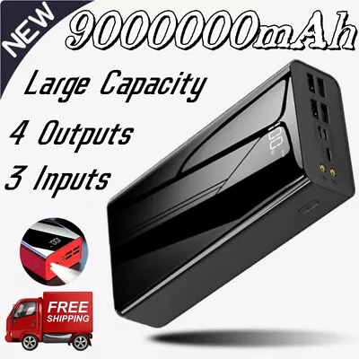 9000000mAh Power Bank 4 USB High-capacity Mobile Power Supply Backup Battery Box • £4.50