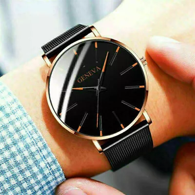 Luxury Quartz Analog Watch With Stainless Steel Mesh Band Business Wristwatch • $11.83
