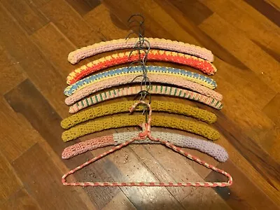 Vintage Set Of 9 Hand Crocheted Hangers ~ Very Good • $19.99