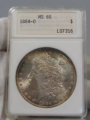 RARE Old ANA Holder 1884-O MORGAN Dollar MS65.  W/ Toning.  Ols ANACS • $239.97