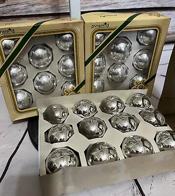 $29.99 • Buy 28 Vintage Pyramid Silver Glass Christmas Tree Ornaments. Decorative USA