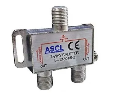 ASCL 1 In 2 Out Aerial TV Splitter Suitable For Freeview Virgin Media Coax Cable • £3.59