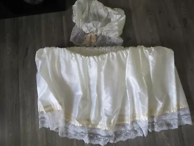 Vintage Bassinet Dust Ruffle Skirt & Hood Cover Mid-Centur 70's • $48.75