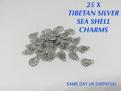 £2.99 • Buy 25 X Tibetan Metal Sea Shell Charms Bracelet  Pendant Craft Jewellery Making