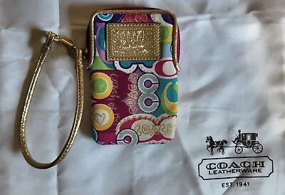 Coach Poppy Graffiti (Gold Metallic W/ Multicolor) Wallet Wristlet Pouch • $33.50