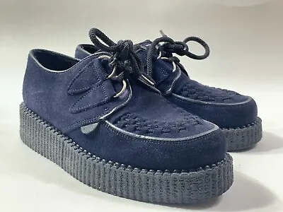 £45.99 • Buy Underground Wulfrun Creepers Blue Suede Leather Platform Shoes Size UK 4 EU 37