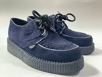 Underground Wulfrun Creepers Blue Suede Leather Platform Shoes Size UK 4 EU 37 • £45.99