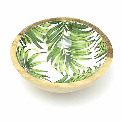 Kitchen Round  Wooden Food Bread Salad Fruit Serving Server Bowl Dish Leaf Desig • £18.99