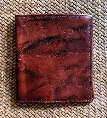 Vintage Mens ROLFS Cowhide Leather Bifold Wallet Marbled Brown • $22.95