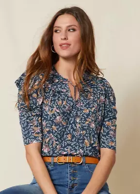 Matilda Jane Good Hart GH Surprise Flowers Puff Sleeve V-Neck Top XXL 2X Large • $46.95