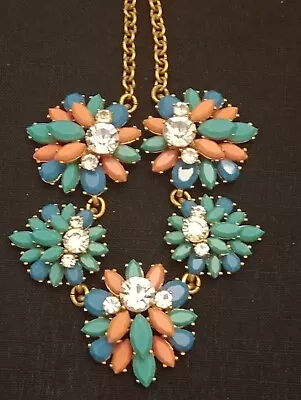 J Crew Pink Blue Turquoise Rhinestone Necklace  • $5.80