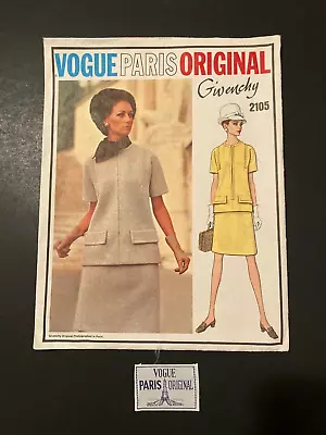 1969 VOGUE PARIS ORIGINAL Misses Givenchy Dress #2105 Size 16 CUT W/ LABEL • $25