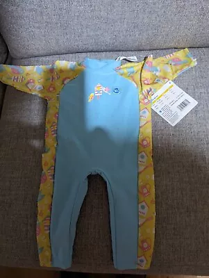 Splash About Baby UV All In One Sunsuit Size  3-6 Mths Garden Birds • £10