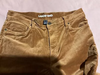 LANDS END Beige Velvet Trousers Size 14 High Rise Slim • £22.50