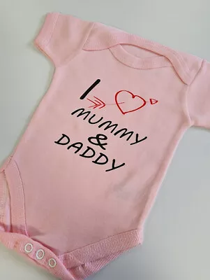 Funny Baby Grow-I Love Mummy And Daddy-Funny Baby Clothes-Baby Shower Gifts • £8.49