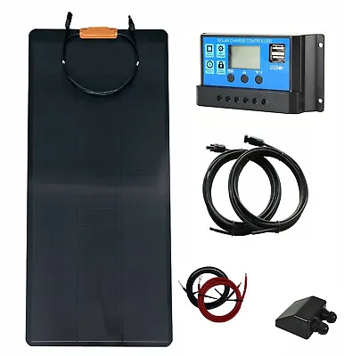 £139.99 • Buy 100W Flexible Semi Solar Panel Battery Charger Kit + 20A LCD PWM Controller ETFE