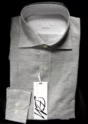 Enzo Mantovani Men's Dress Shirt XL Grey Long Sleeve Button Down Linen/Cotton • $19.99