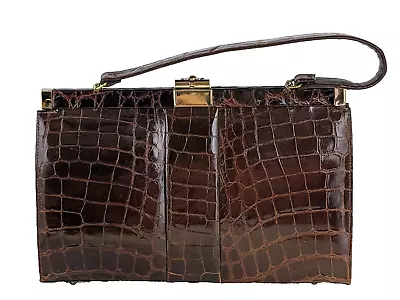 Vintage 1950s Vassar Genuine Alligator Handbag Leather Lined • $105