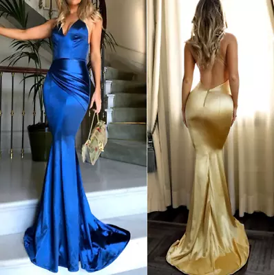 Women's Sexy Halter Evening Cocktail Dress Mermaid Formal Party Prom Ball Gown • $27.69